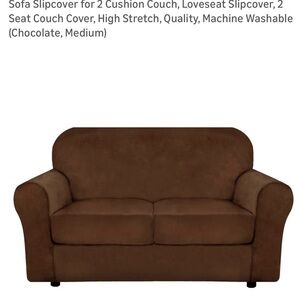 Chocolate Brn love seat cover - High Stretch velvet PLUSH Machine Wash LIKE NEW